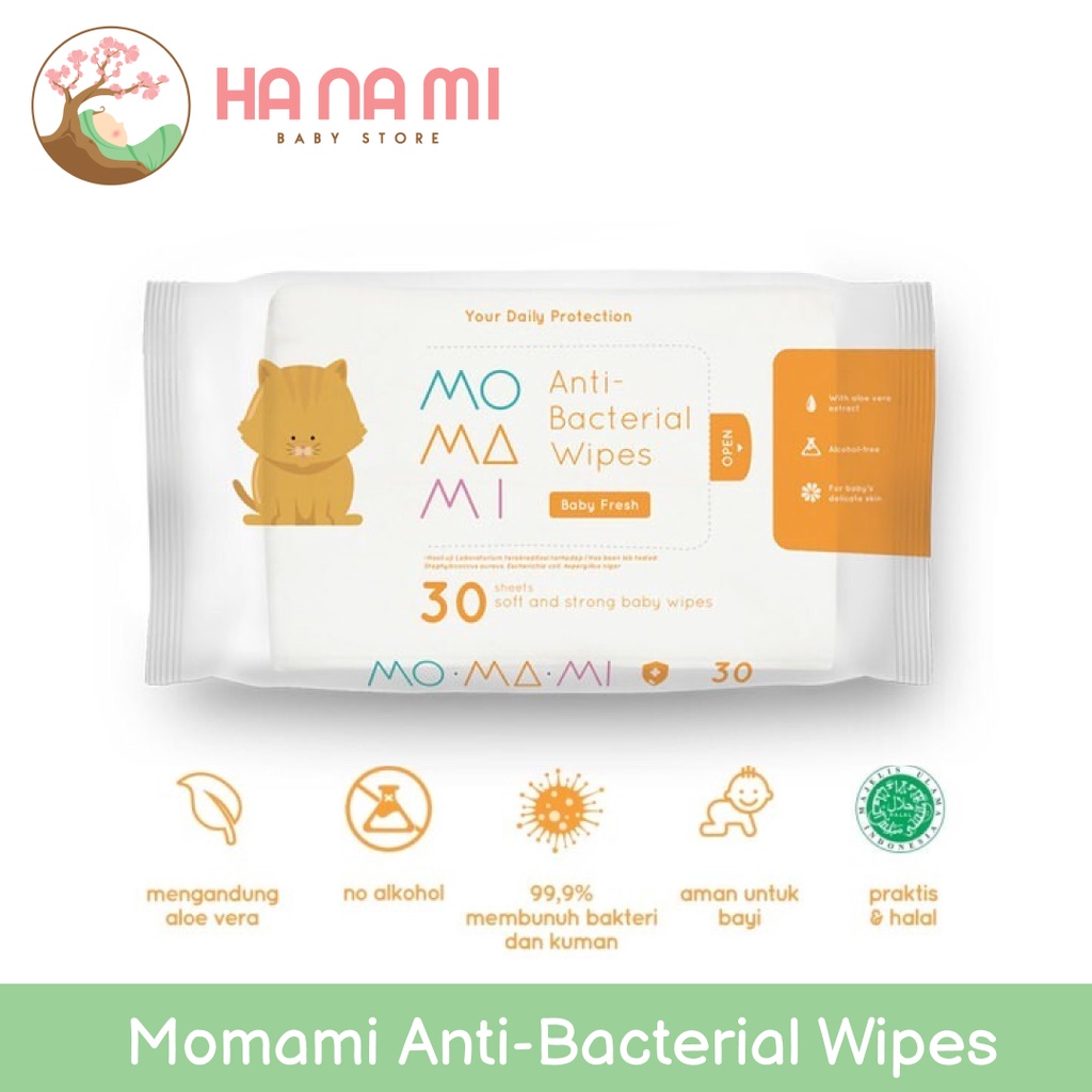 Momami Antibacterial Wipes - Tissue Basah