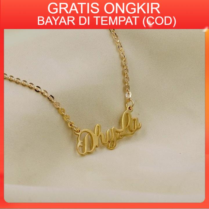 Kalung nama titanium xuping lapis emas