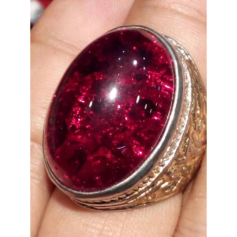 Ready# Cincin Batu Akik Pecah Seribu Merah Siam