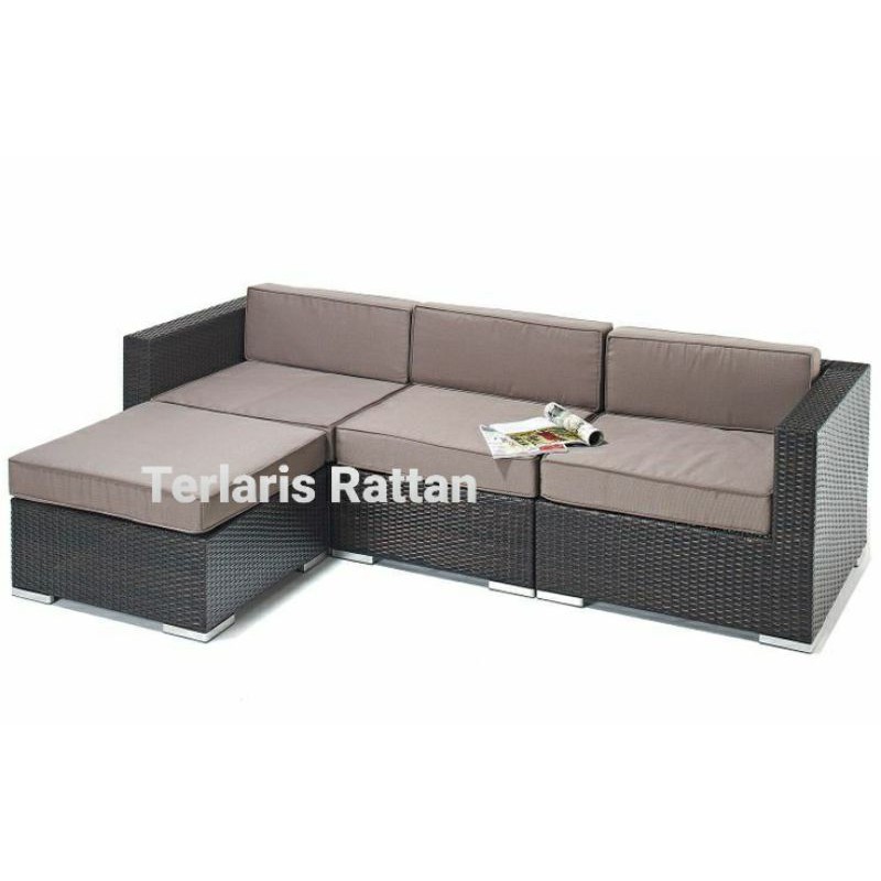 Sofa Sudut Rotan Sintetis