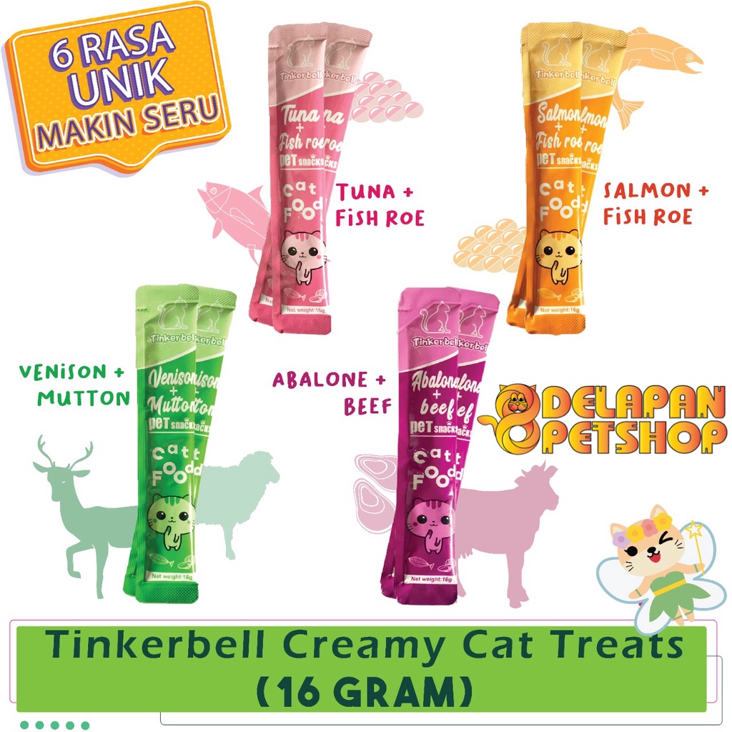 Tinkerbell Creamy Cat Treats Snack Cemilan Kucing Cair Liquid 16 Gram