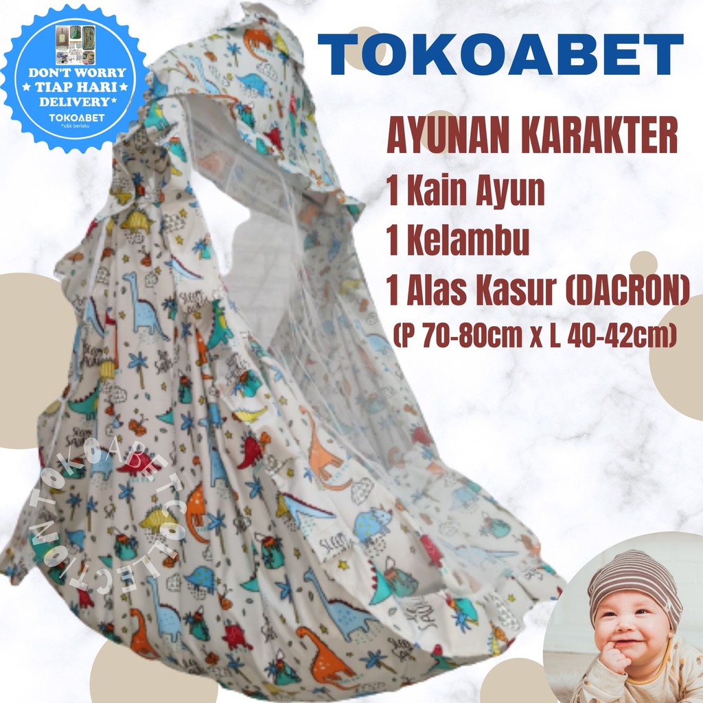 AYUNAN KARAKTER Bayi Baby dan Anak Kain Katun Kelambu Alas Kasur Lembut Variasi NO PER NO HANGER TOKOABET