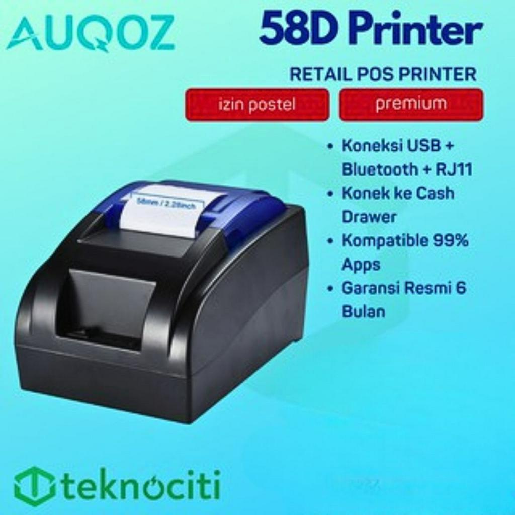 AUQOZ Mini Thermal Printer Bluetooth 58mm AQ-58D / PRJ-58D Support Panda + Moka Pos