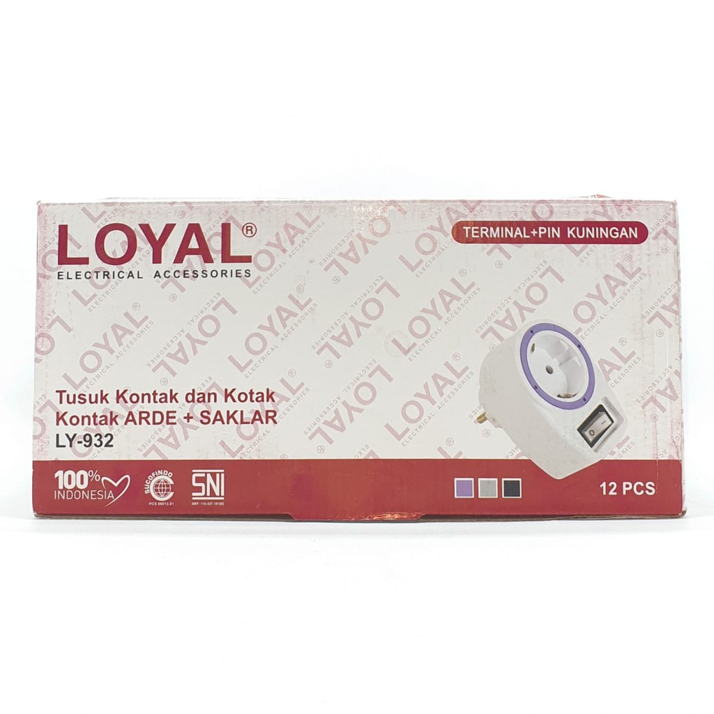 @12 Pcs (1 Kotak) LY-932 Loyal Steker Stop Kontak Arde 1 Lubang + Saklar On/Off / Colokan Listrik