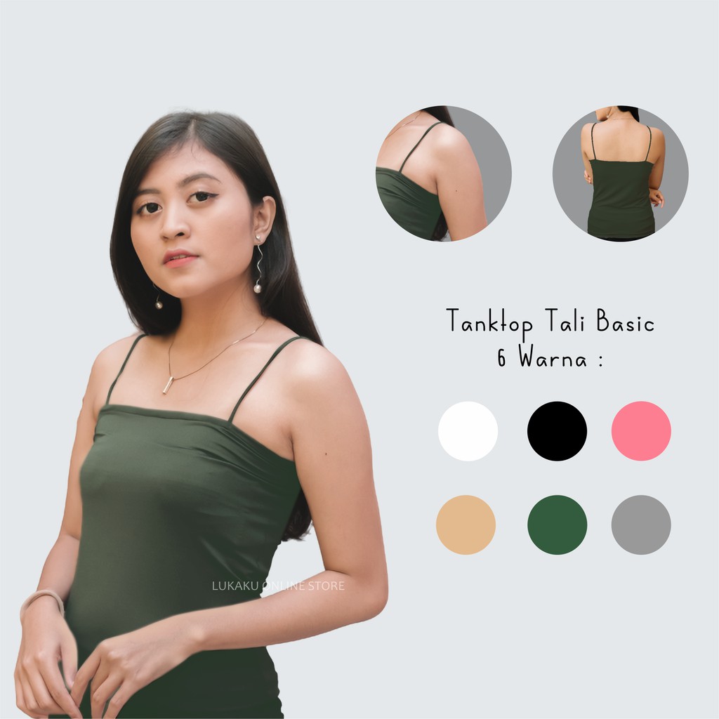 Tanktop Wanita Polos Square Tanktop Tali kecil-5