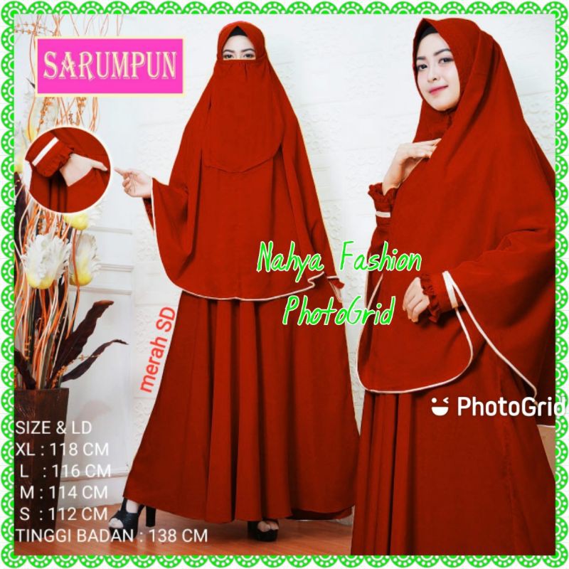 Gamis Syar'i Set Cadar Wolfis Merah