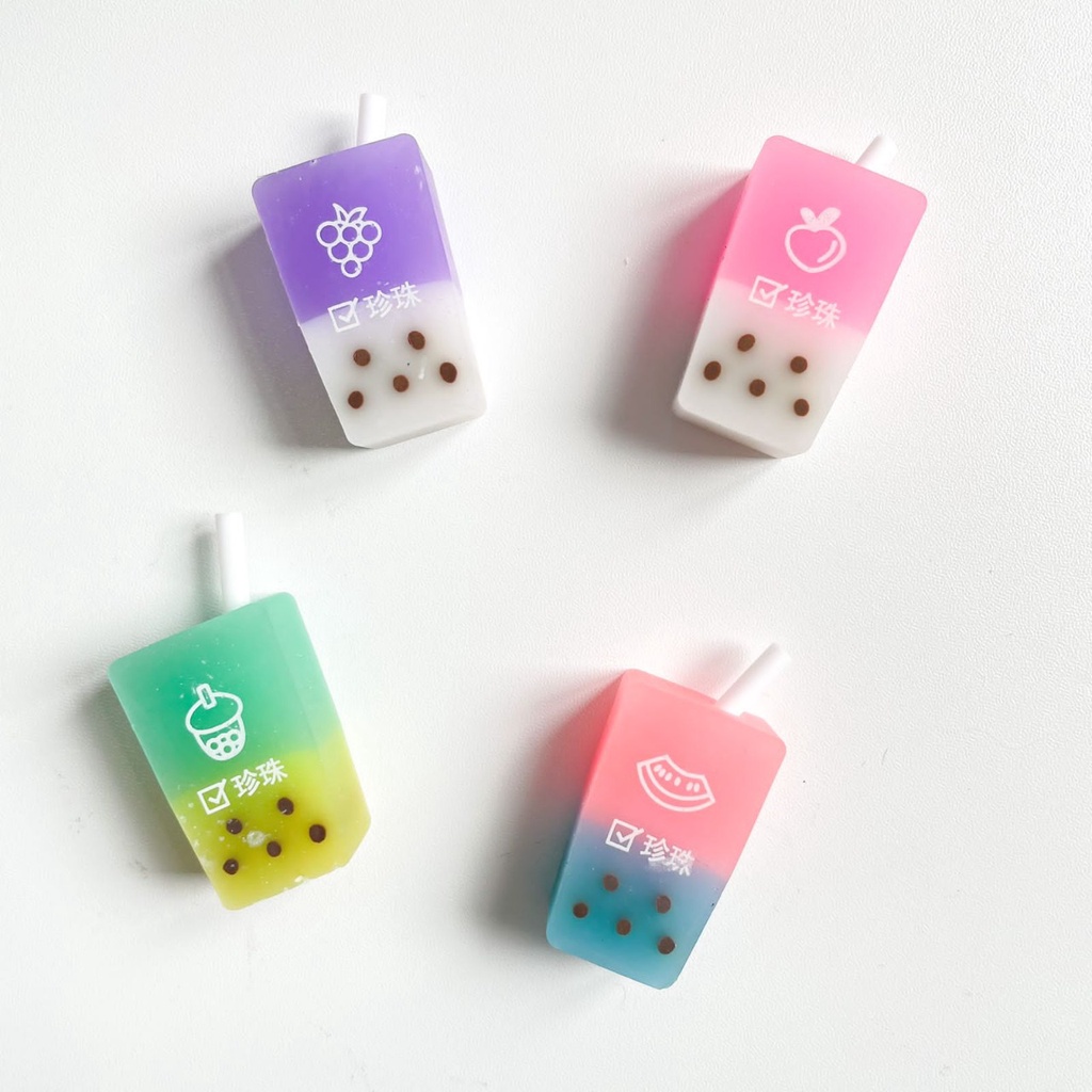 PENGHAPUS LUCU BENTUK BOBA DRINK MILKTEA WARNA WARNI SUPER UNIK &amp; CUTE KARET HAPUS ERASER BOBA TEA WARNA PASTEL HARGA TERMURAH