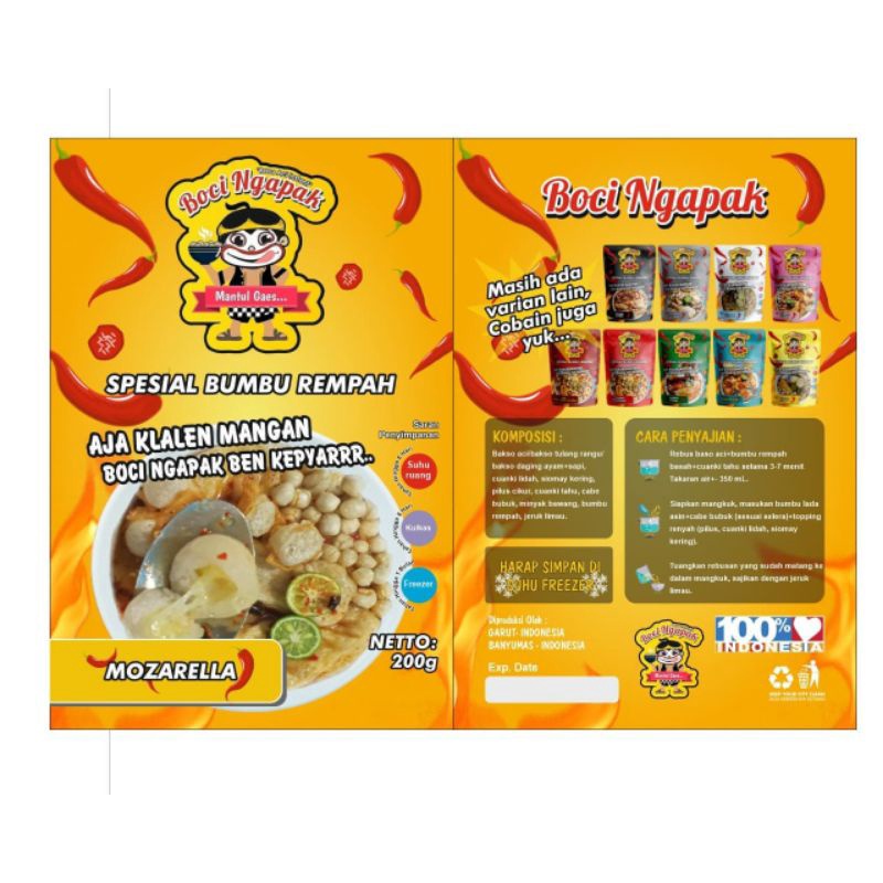 

KEMASAN BOCI NGAPAK MOZARELA (NEW)
