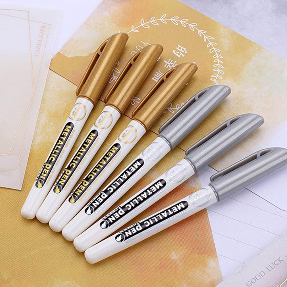 Mxbeauty Fluorescent Pen Kantor Seni Lukisan Scrapbooking DIY Epoxy Perlengkapan Menulis Pena Metalik Highlight Pen Marker Pulpen Cat Pulpen