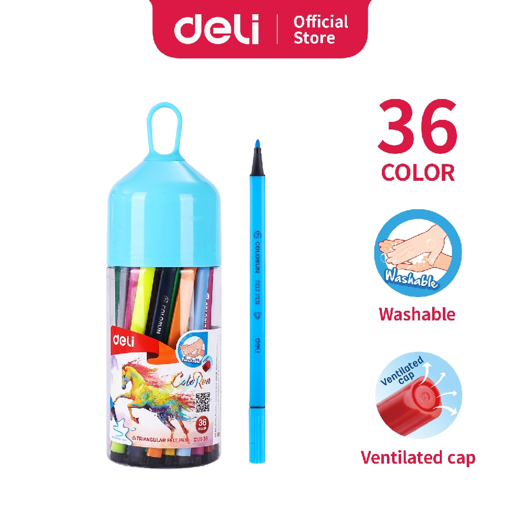 

Deli Spidol Warna 1.0mm 12/24/36 Warna Mudah dihapus dengan di cuci untuk penggunaan EC10536