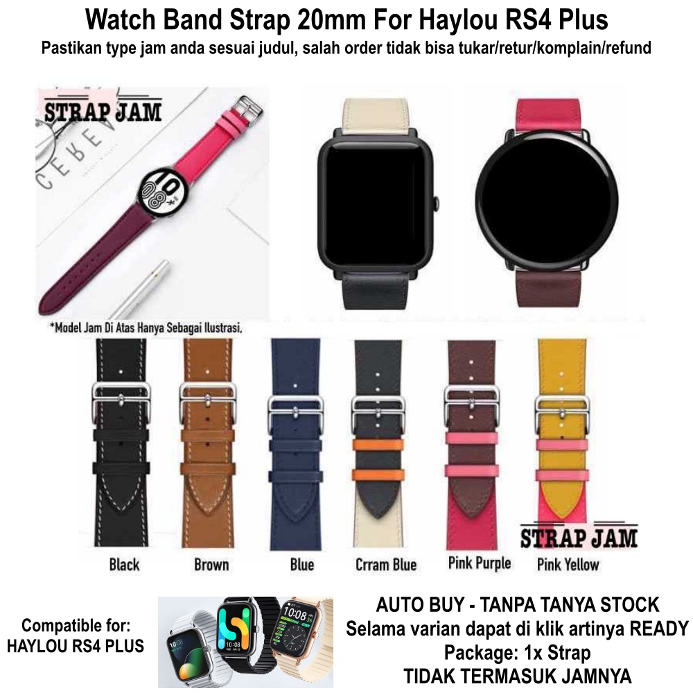 Tali Jam Haylou RS4 Plus - Strap 20mm Fashion Leather Kulit Modis