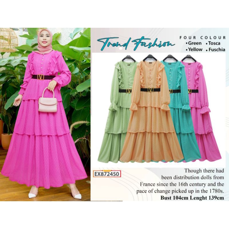 Extu/GAMIS RUBBY DIANZIA+BELT SERI BAHAN RUBIAH LAPIS FURING FIT TO L 4WRNA//FASHION KEKINIAN by EXT