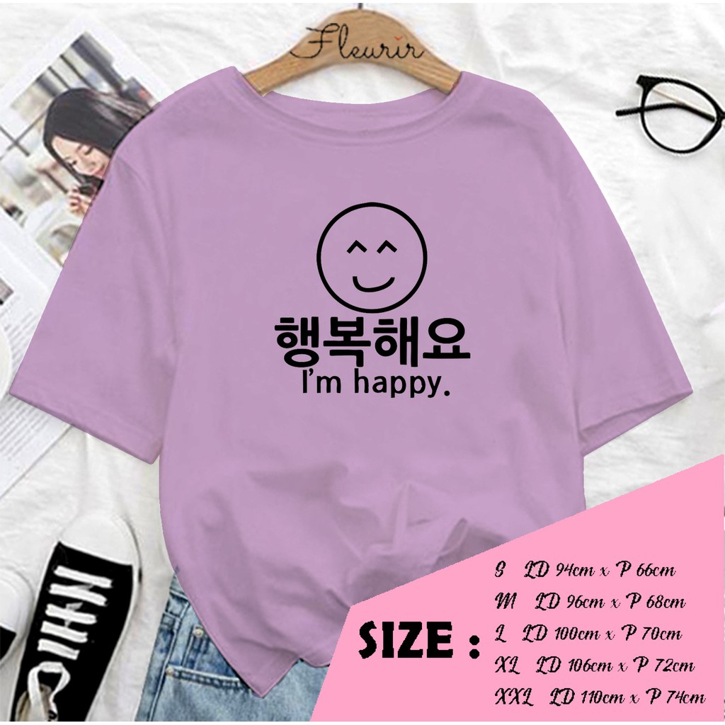 FLEURIR - KAOS KPOP IM HAPPY PL WANITA DEWASA LENGAN PENDEK TEE UNISEX OVERSIZED JUMBO