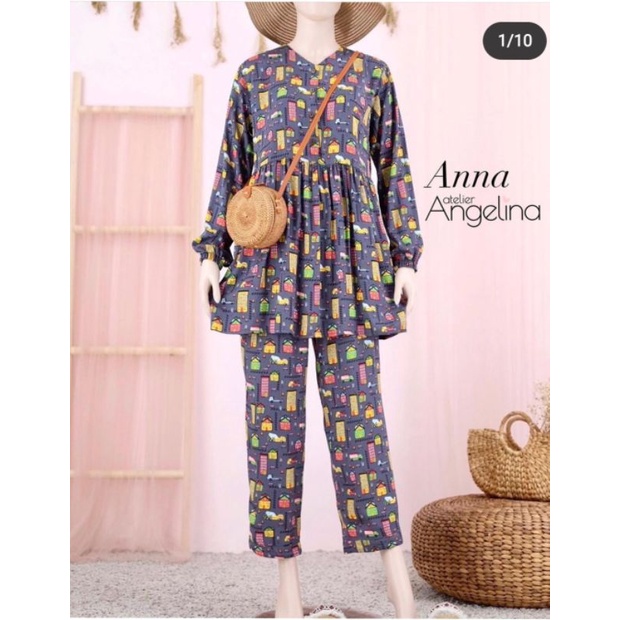 Anna Pajamas Bundlingtwon Grey size XL,2XL by Angelina Atelier