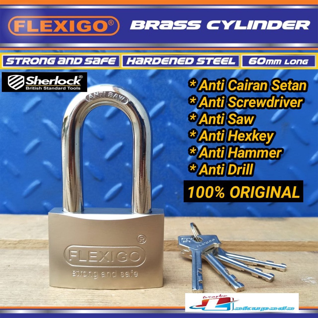 Gembok FLEXIGO Original Division Of Sherlock Padlock Long Panjang 60mm