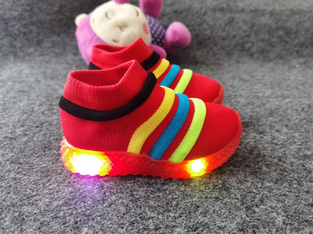 SEPATU LED CUTE MOTIP BOOT MODEL KAOS KAKI RAJUT HALUS