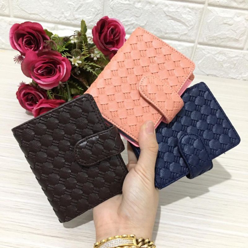 Dompet Kartu Import Kancing 14Lbr Motif Tikar Unik Dompet Lipat Pria Wanita