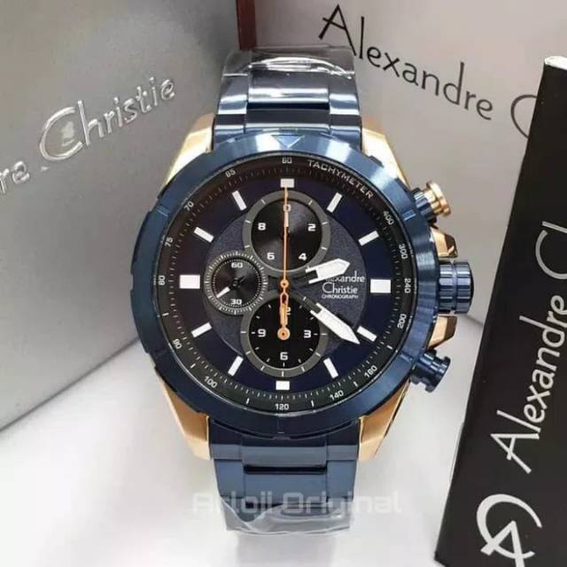 JAM TANGAN PRIA ALEXANDRE CHRISTIE AC 6508 ROSEGOLD BLUE. GARANSI RESMI 1TAHUN