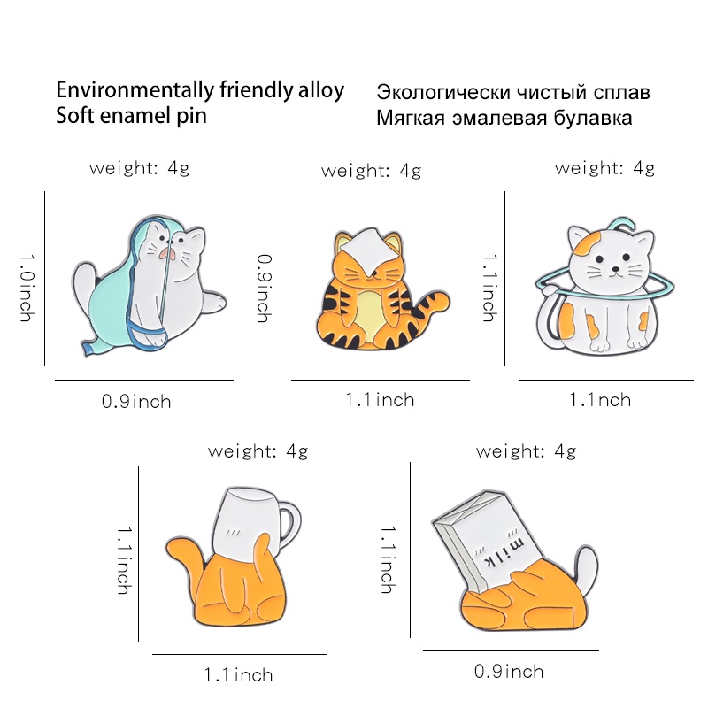 Cartoon White Cat Enamel Lapel Pin Animal Yellow Cat Badge Brooch Backpack Accessories Collection Gifts for Friends