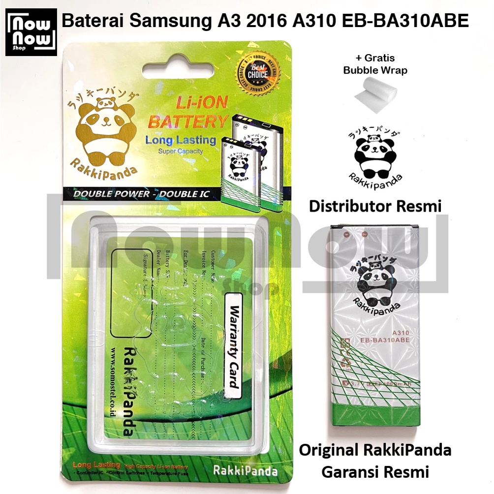 Baterai RakkiPanda Samsung A3 2016 A310 EB-BA310ABE Double Power Original Batre Batrai HP Garansi Resmi