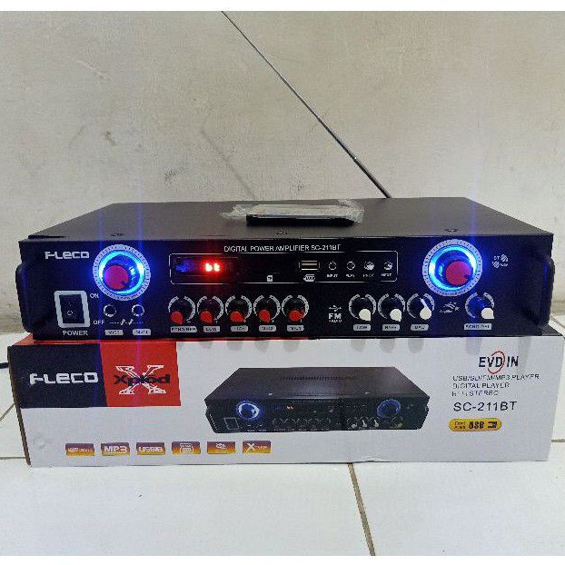 Amplifier FLECO SC-211BT Bluetooth Stereo Karaoke + Mp3 player + FM Radio | FMS