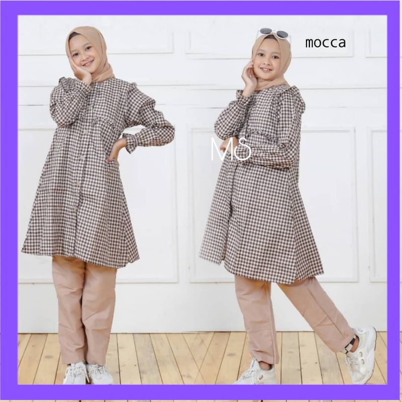 Baju setelan tunik anak remaja Jinani  usia 10 11 12 13 tahun fashion muslim polos casual kekinian