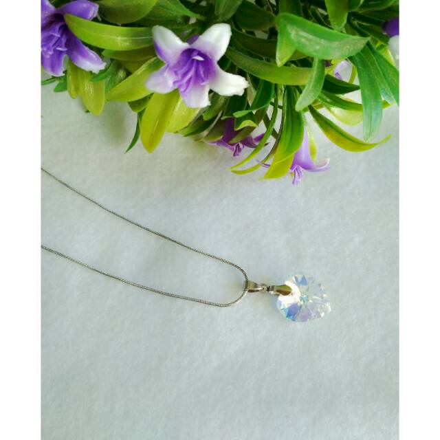 Kalung Titanium liontin swarovski Original