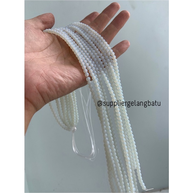 batu 4mm moonstone DOFF opalite akik tembus senter rencengan LANGKA