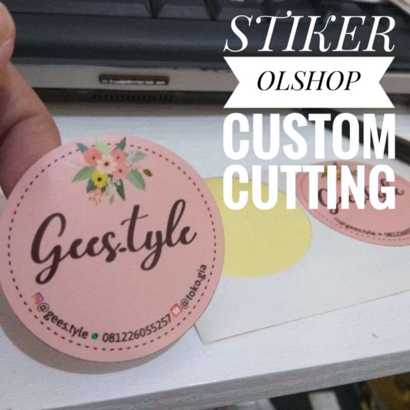 

(Min 100 pcs) Stiker Olshop Label Kemasan Toko Kue Cutting Free Desain Custom