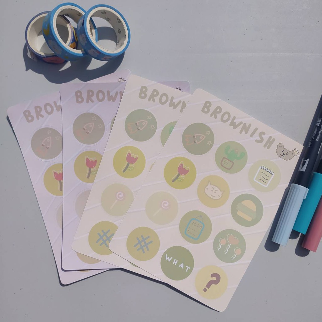 

Brownish Sticker Sheet / Journal Stickers Shan Shine
