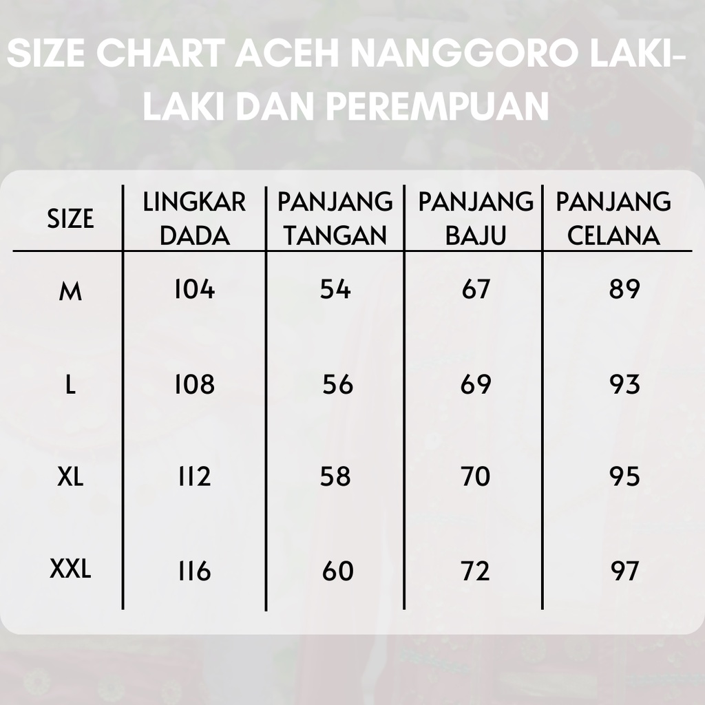 Baju Adat Dewasa Aceh Nanggoro satuan (Laki/Cewek)