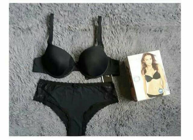 Bra set with panty Esmara 665 Black hitam size 38 38C