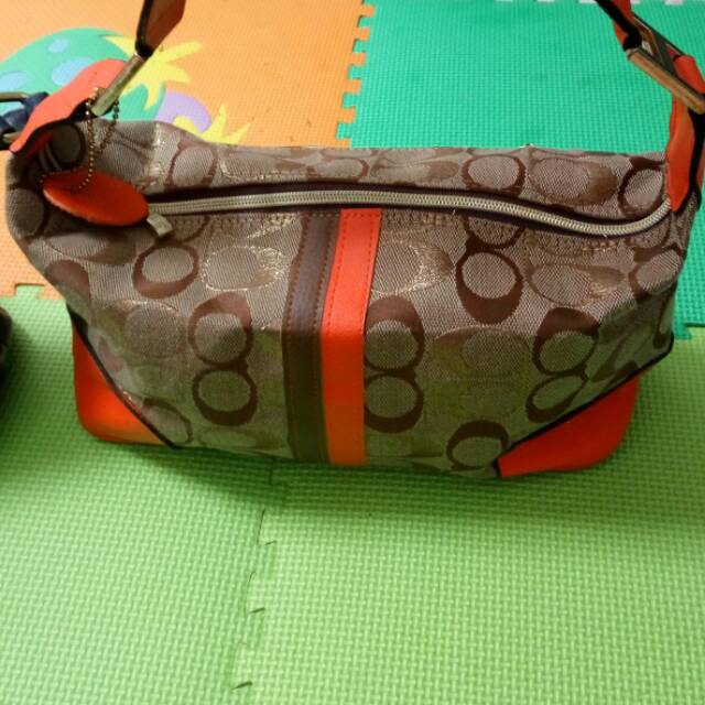 Tas handbag ala coach kulit mix kanvas