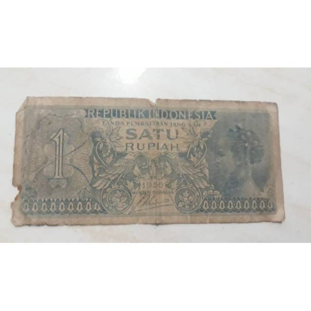 Uang kertas 1 rupiah 1956, asli ori