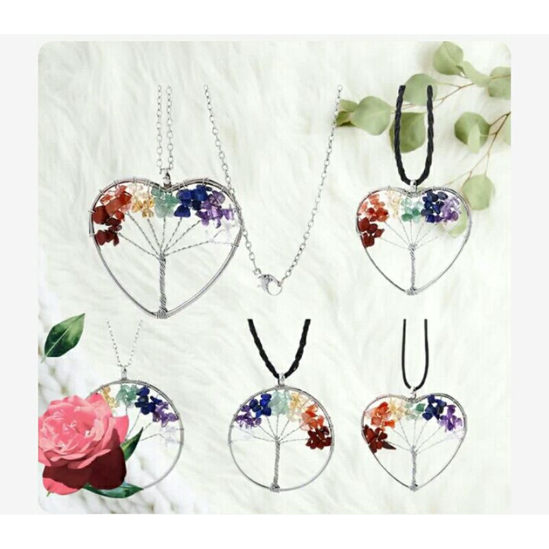 KALUNG POHON KEHIDUPAN DENGAN LIONTIN KRISTAL 7 CAKRA