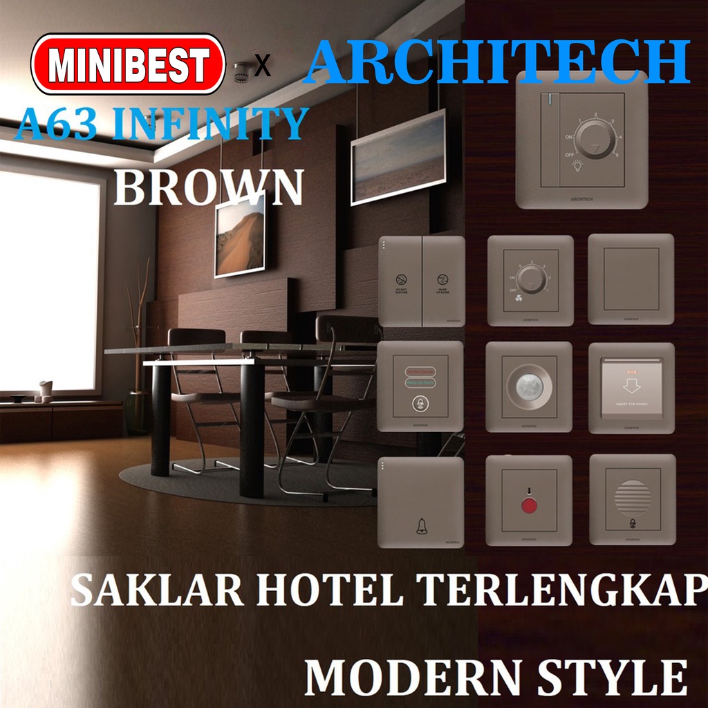 [MB] ARCHITECH STOP KONTAK SAKLAR INFINITY BROWN A63 ARCHITECH / SAKLAR RUMAH/ SAKLAR HOTEL