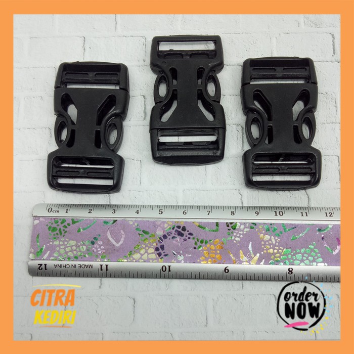 Slop/ Buckle tas 2,5 cm Hitam kunci sodok