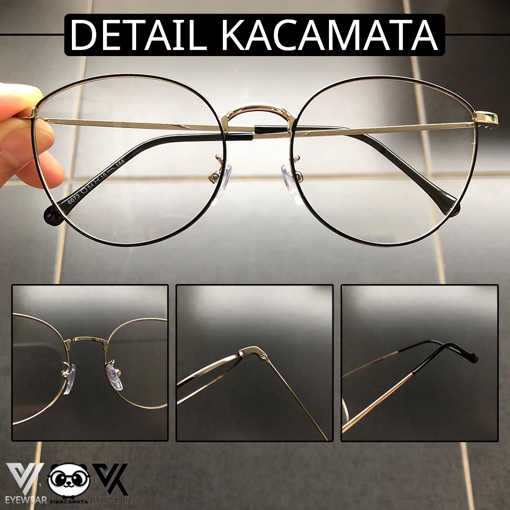 Kacamata PHOTOCROMIC 6073 original Lensa berubah warna Anti Radiasi UV Sunglass NightCromic Blueray Bluecromic Minus/Plus Korea Fashion Pria &amp; Wanita Bulat Murah