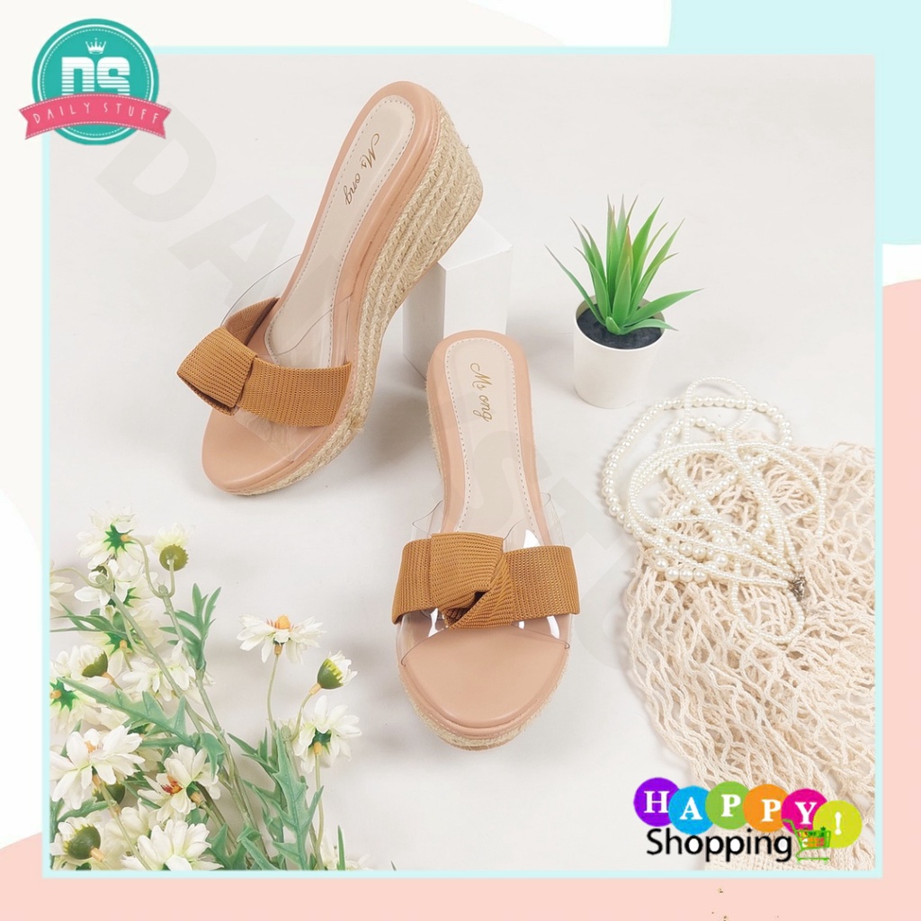 DS Ms MSH 10 Sandal Wedges Wanita Sandal Hak Tinggi Lebar Perempuan Import