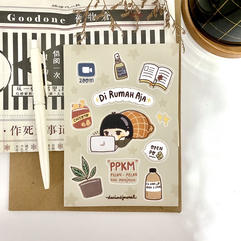

Sticker Sheet Journaling Decoration Waterproof A6 - Stiker PPKM