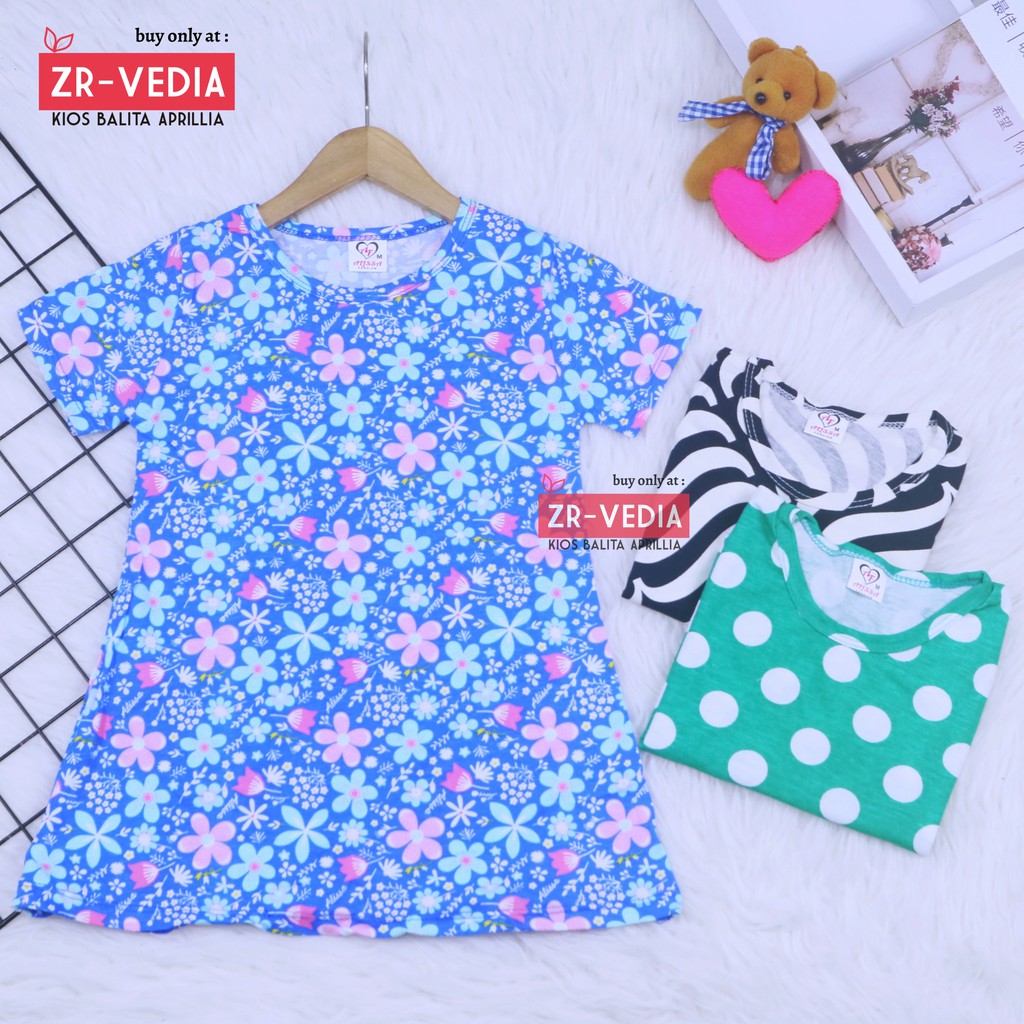 Dress Amirah uk 1-2 Tahun / Lengan Baju Tidur Balita Anak Perempuan Adem Kaos Lucu Dres Harian Murah kiosbalitaaprilia