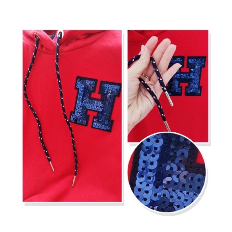 Tommy hilfiger red sequin logo sweatshirt