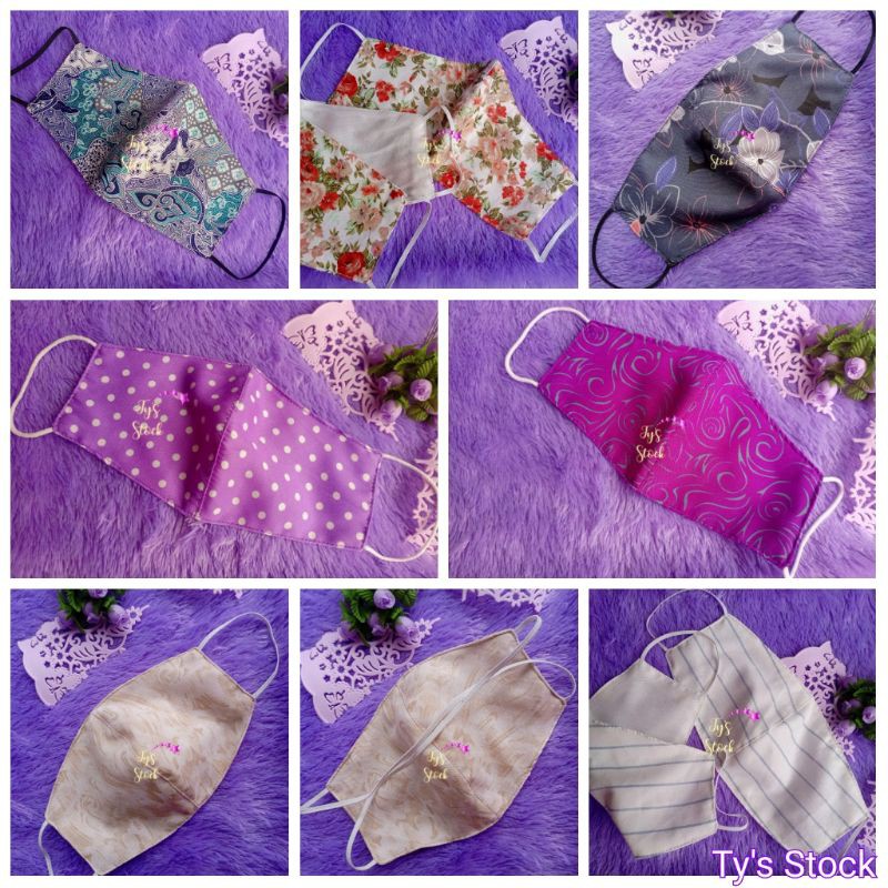 Masker Fashion Kain Motif - Masker Earloop / Headloop Hijab