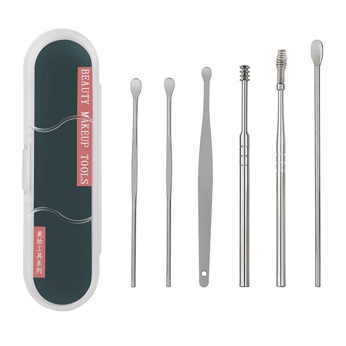 Alat Pembersih Telinga Korek Kuping Ear Wax Picker 6 Pcs Stainless Steel