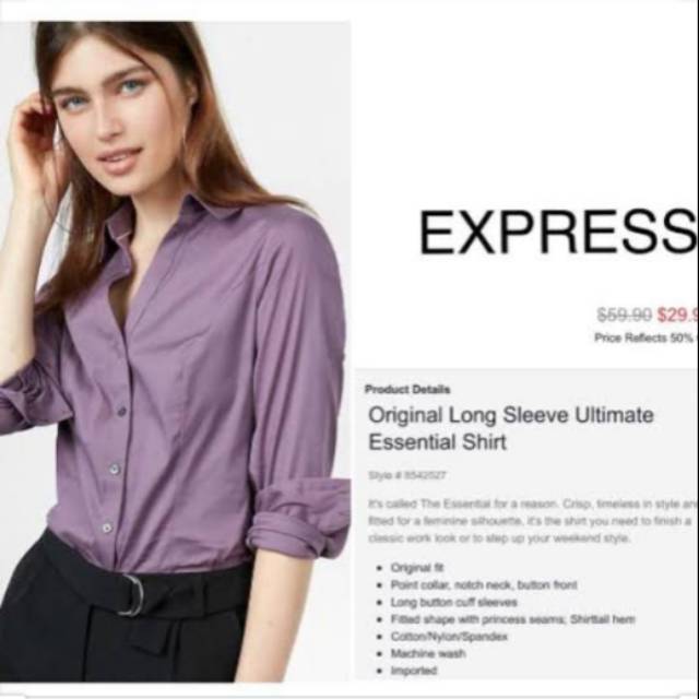 EXPRESS PURPLE ESSENTIAL BUTTON DOWN SHIRT