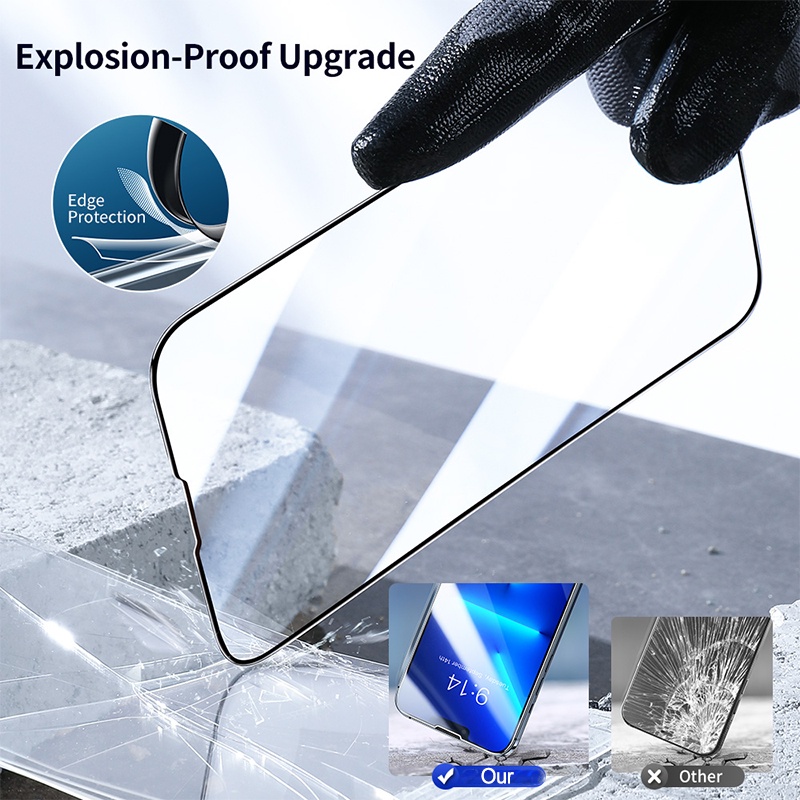 (1 / 2pcs) Pelindung Layar Tempered Glass 9d Anti Gores / Air / Sidik Jari Untuk Iphone 13 / 13pro / 13pro Max