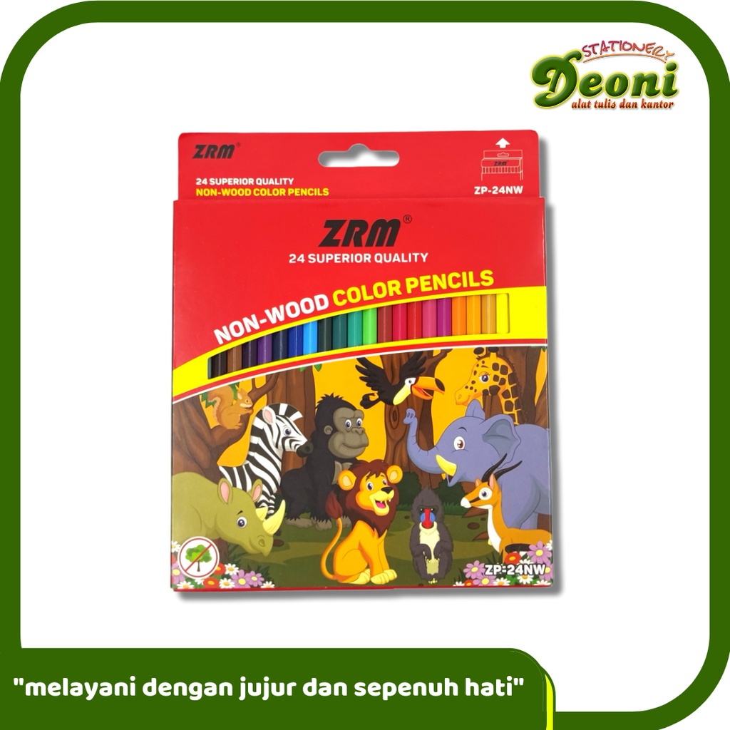 

ZRM ZP-24NW 24 Superior Quality Non Wood Color Pencils Pensil Warna