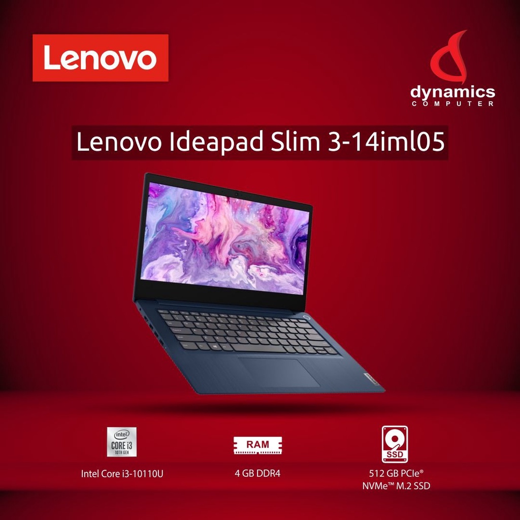 Laptop Lenovo Ideapad Slim 3 14IML05 I3 10110U 4GB 512GB Ssd MX130 W10 +OHS Abyss Blue