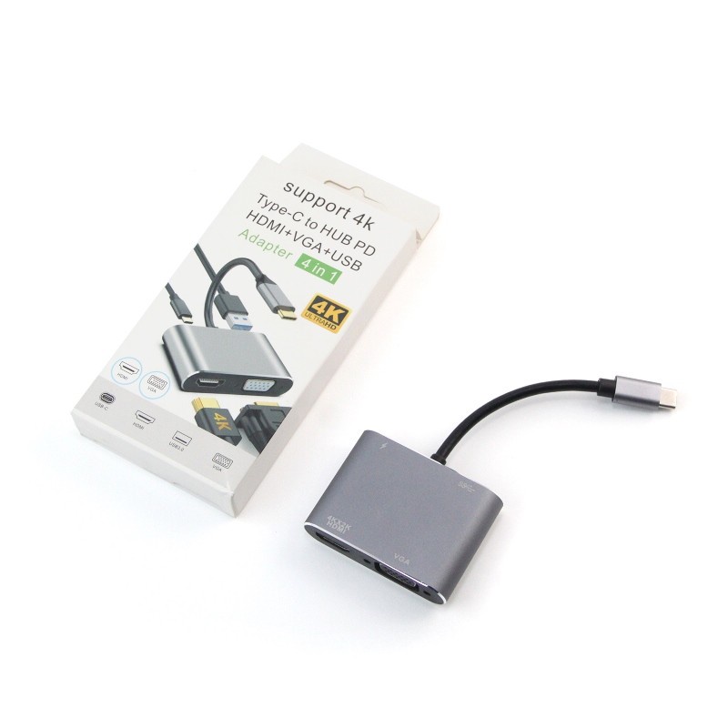 KABEL CONVERTER TYPE-C TO HDMI USB3.0 VGA 4in1/KABEL MONITOR/PROYEKTOR