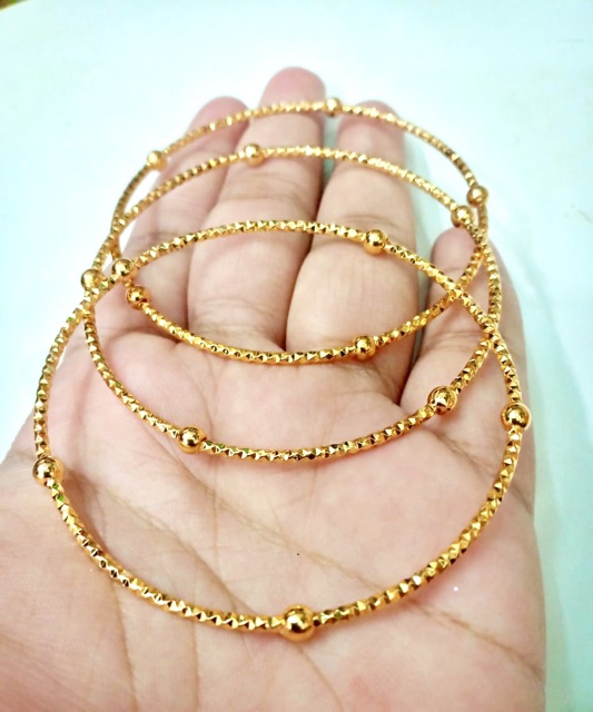 Gelang kromcong pentol yaxiya xuping lapis emas gelang wanita set3-1
